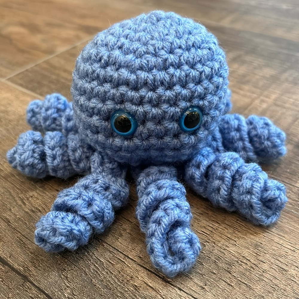 Handmade Crochet Amigurumi Octopus Blue Ocean Stuffed Animal Kid Gift Mini Cute